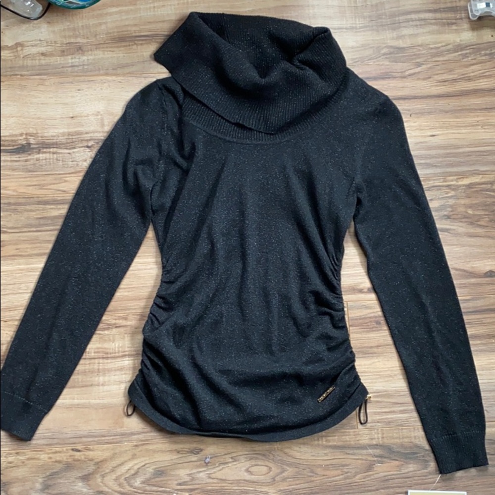 MICHAEL KORS Black METALLIC Cowlneck SWEATER XS